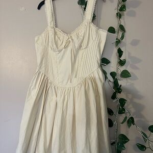 Le Lis Corset Bodice Bow Mini Dress in Cream